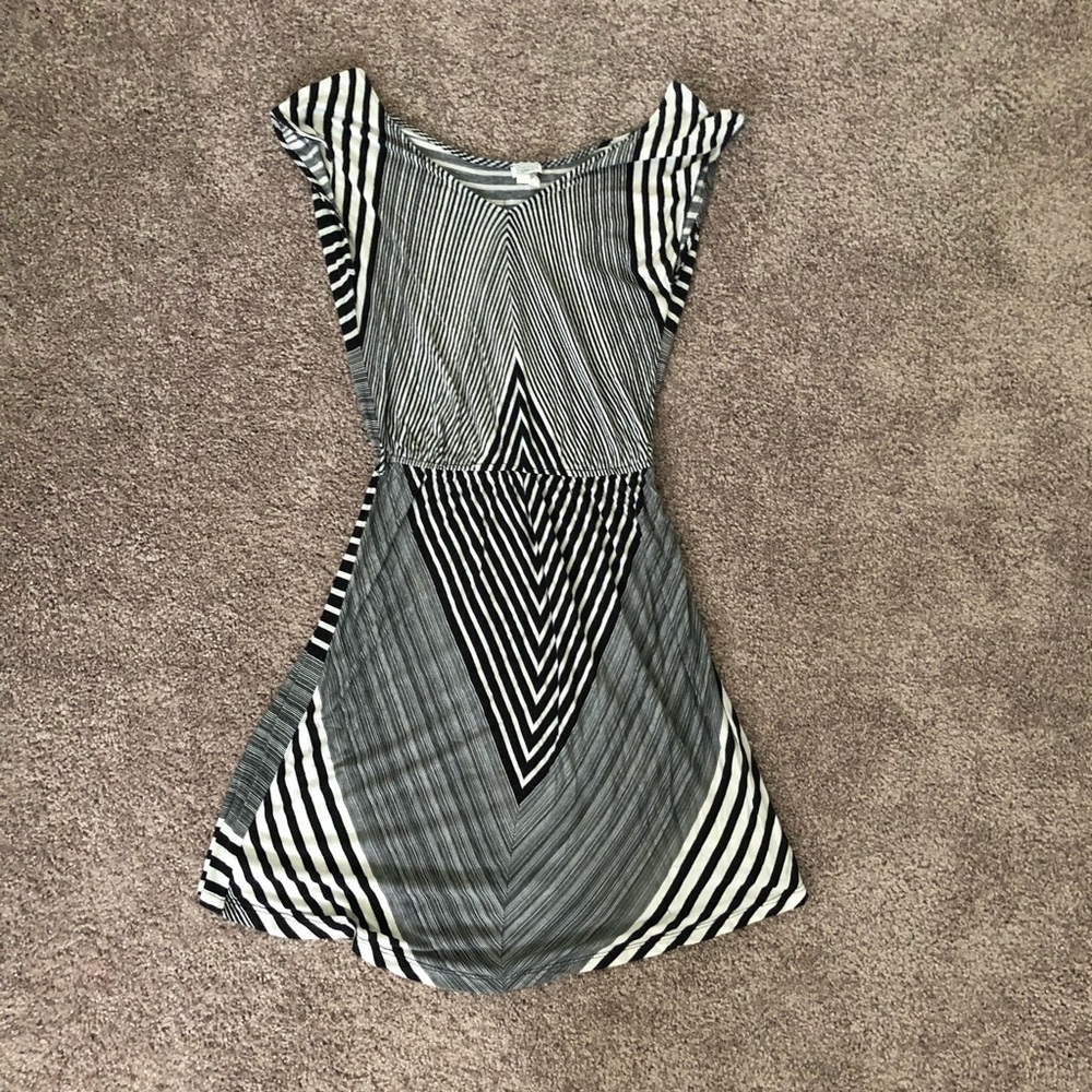 Charming Charlie Black and White Striped Mini Dress